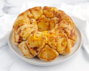 Cheesy Onion Pull Apart Bread Finished on Plate