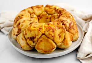 Cheesy Onion Pull Apart Bread on Plate