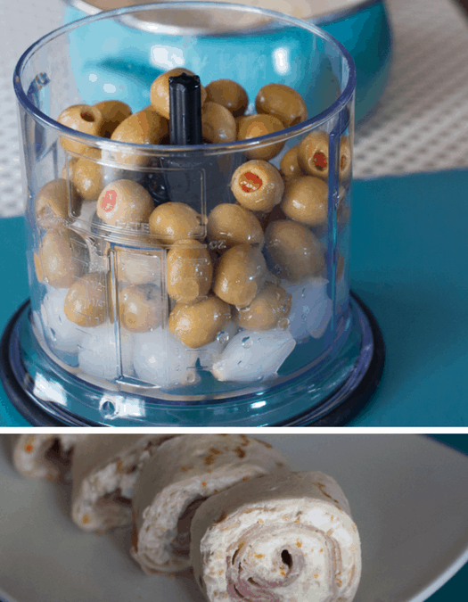 Green Olive and Ham Roll-ups