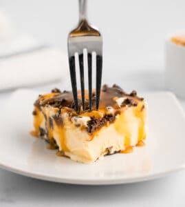Piece of Ice Cream Cake on Plate with Fork
