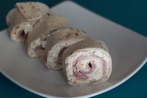 green olive and ham rollups served