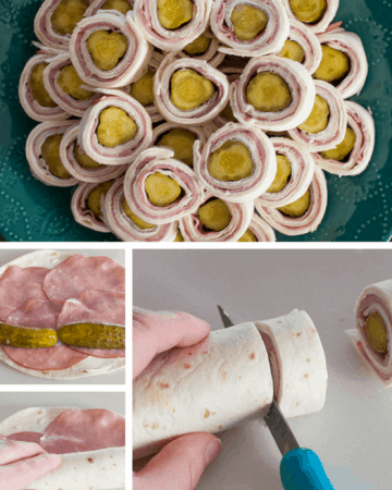 Classic pickle ham and cheese rollups