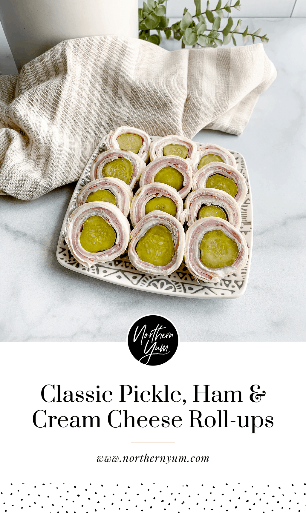 Pickle Ham and Cream Cheese Pinwheels Pin