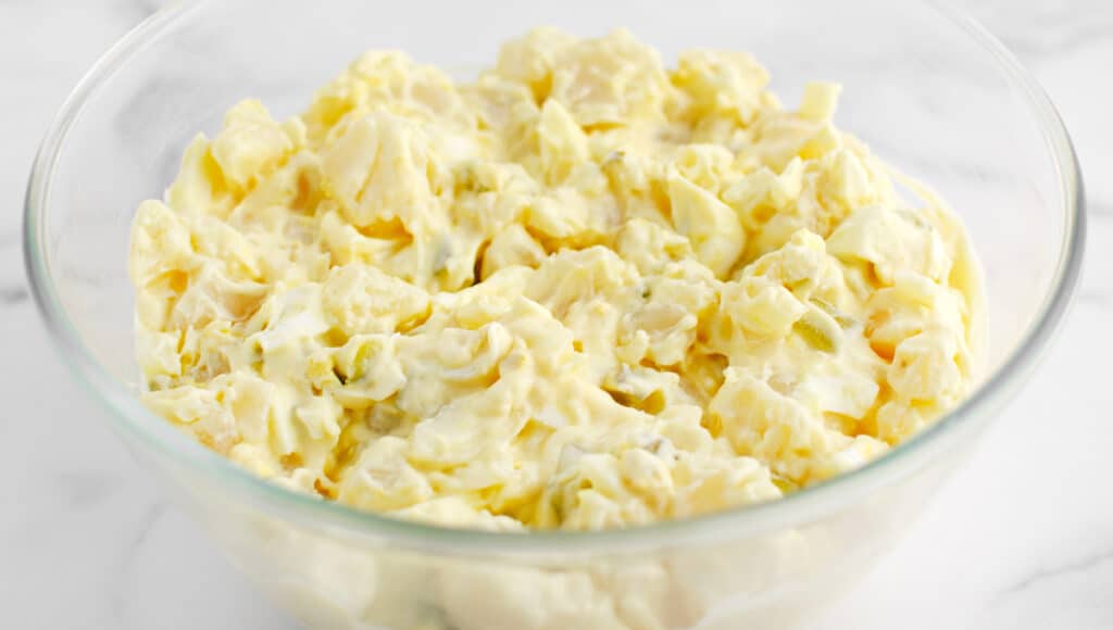 Potato Salad in Glass Bowl