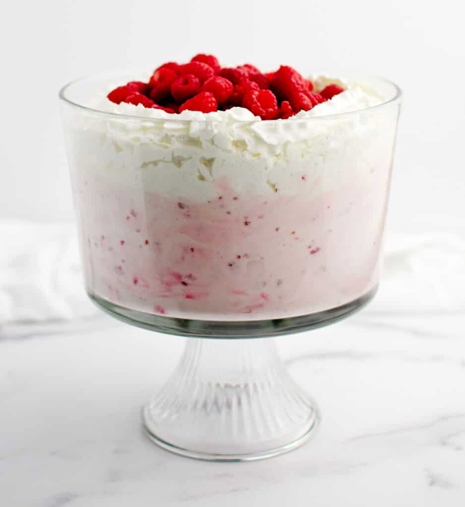 Raspberry Salad in Trifle Bowl