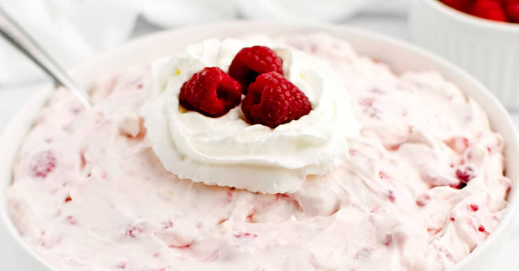 Raspberry Cheesecake Salad Closeup