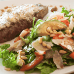 Gorgonzola steak and salad served