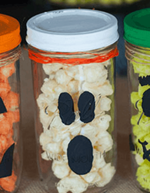 White Chocolate Popcorn Spooky Treat Jars