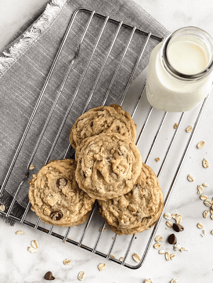 One-Cup-Chocolate-Chip-Cookies-Baked-Rack-with-Milk