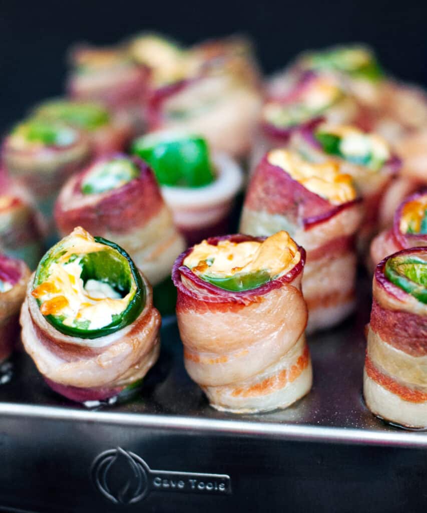 Smoked Bacon Wrapped Jalapeño Poppers in Roasting Rack