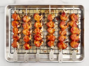 Bacon Wrapped Shrimp Skewers Just Out of the Oven