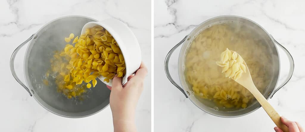 Boiling Pasta in Large Grey Pot