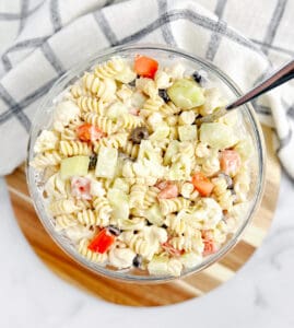 Cauliflower Ranch Pasta Salad Finished in Serving Bowl