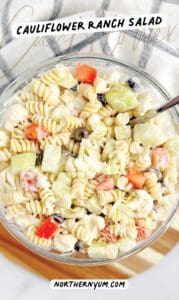 Cauliflower Ranch Pasta Salad Pin 3