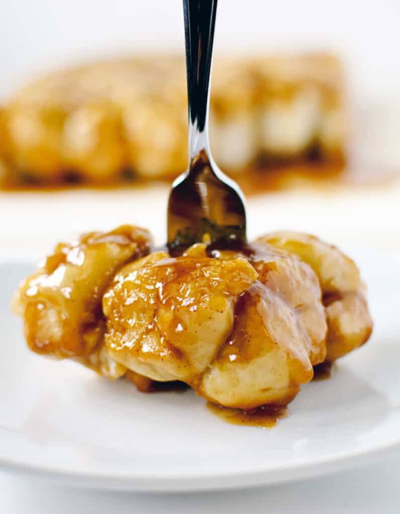 Caramel Roll Pull-Aparts on Plate with Fork