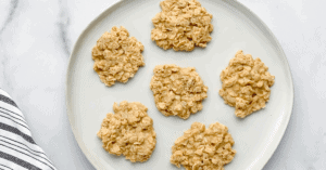 No Bake Peanut Butter Oatmeal Cookies on Plate
