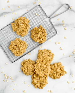 No Bake Peanut Butter Oatmeal Cookies on Wire Rack
