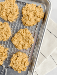 No Bake Peanut Butter Oatmeal Cookies on Baking Sheet
