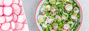 Sliced Radishes and Salad Greens with Peas and Sprouts