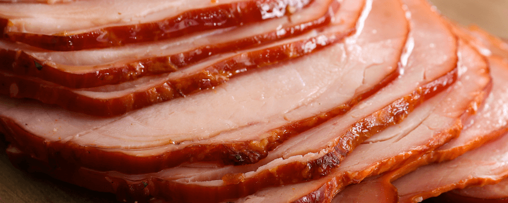 Stack of Sliced Glazed Ham