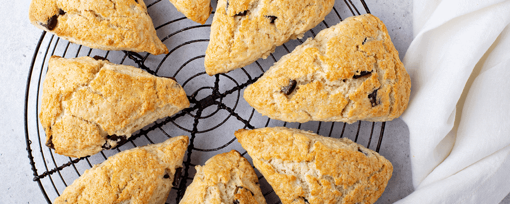 Scones in a Wheel on a Baking Rack with a Dish Towel