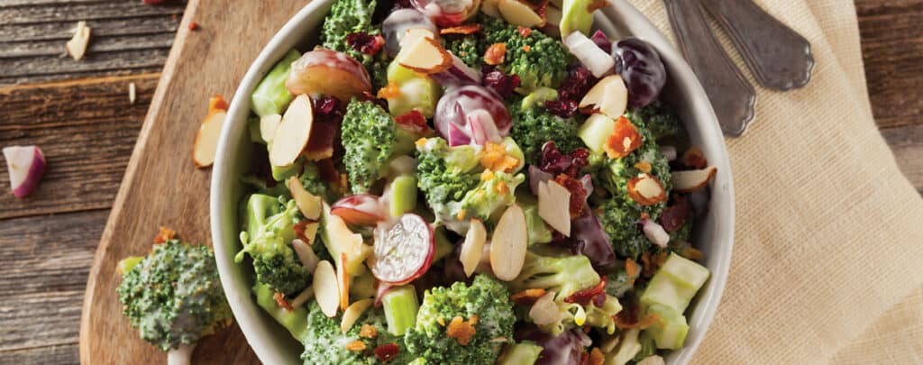 Broccoli Salad in a Serving Bowl