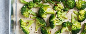 Roasted Broccoli in a Baking Dish