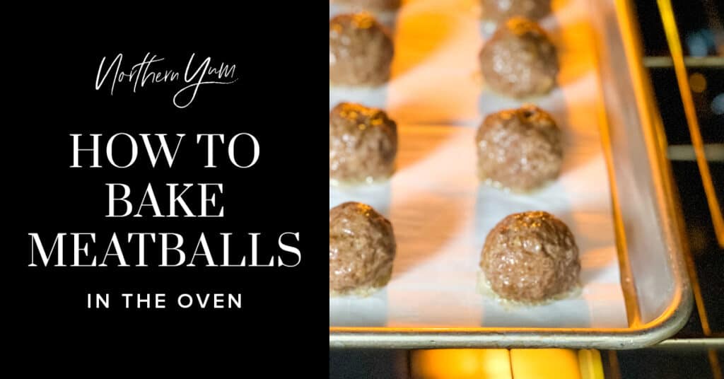 How to Bake Meatballs in the Oven (left) Oven Baked Meatballs on a Baking Sheet (right)