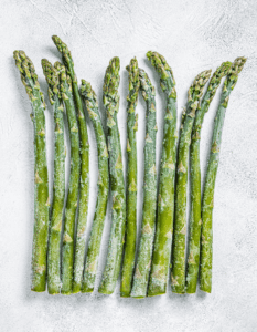 Frozen Asparagus on a White Background