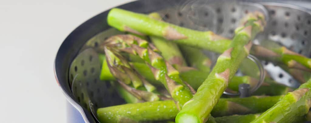 Frozen Asparagus in a Steaming Pot