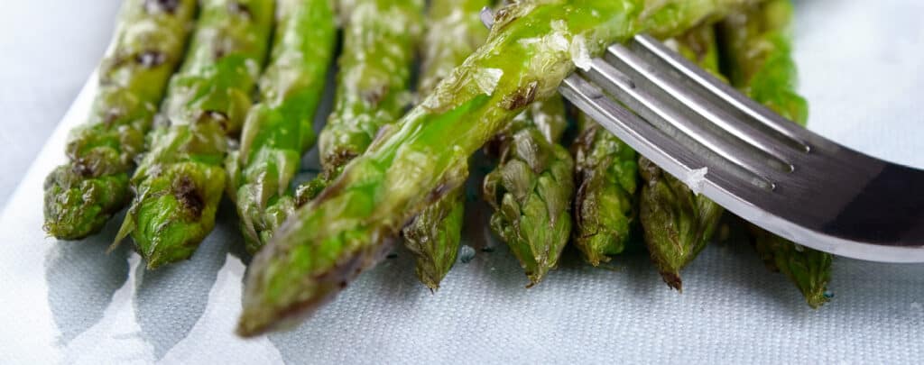 Cooked Asparagus on a Fork