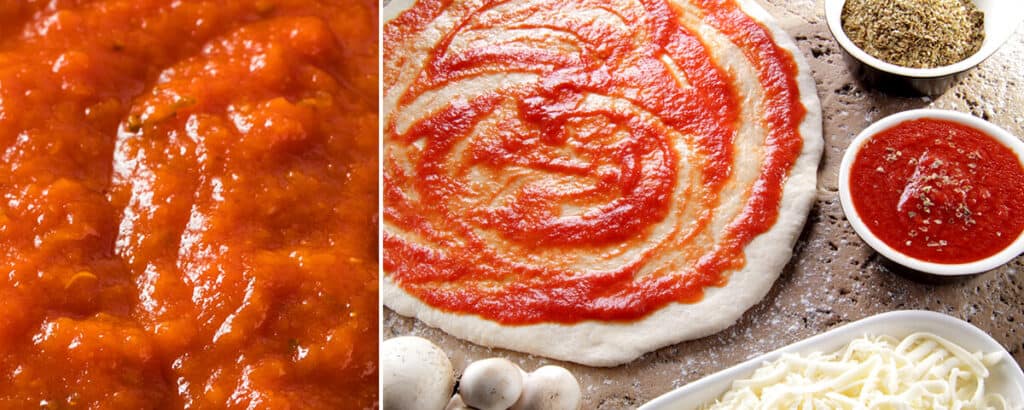 Pizza Sauce on Pizza Dough