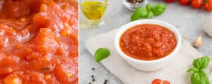 Marinara in a Bowl with Fresh Herbs, Tomatoes and Garlic