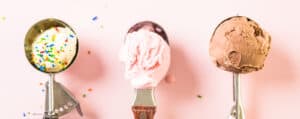 Scoops of Ice Cream on a Pink Surface
