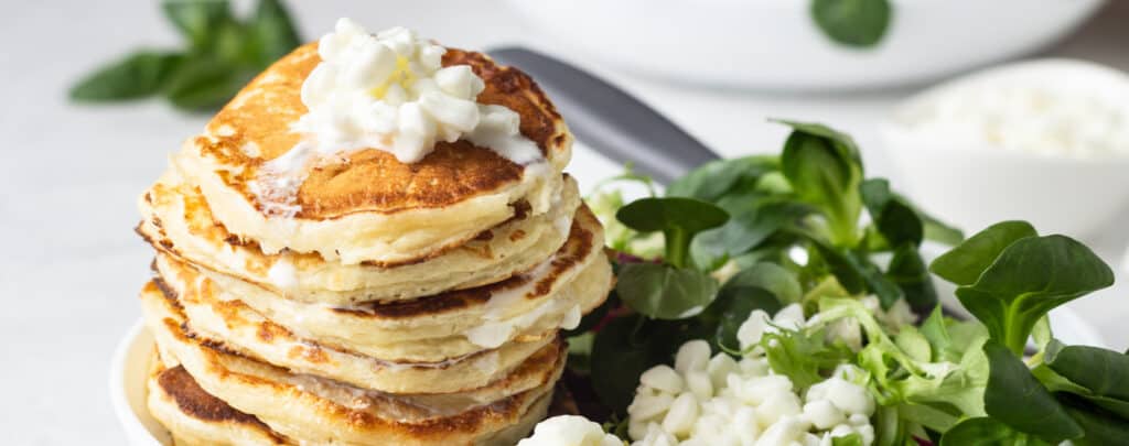 Pancakes Topped with Cottage Cheese
