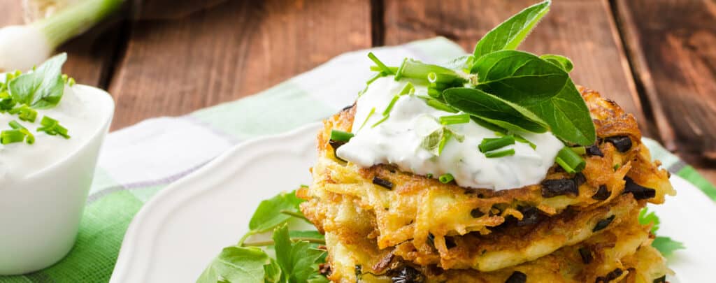 Pancakes Topped with Spinach and Vegetables