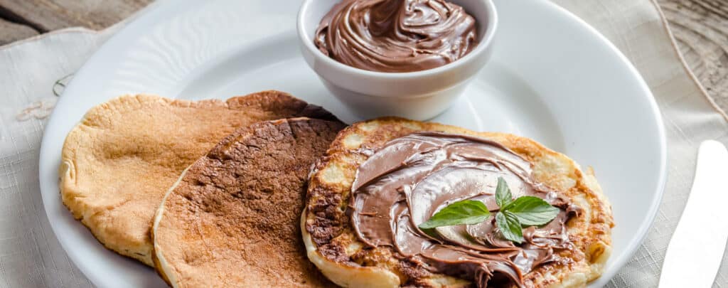 Pancakes with Chocolate Spread and Garnish