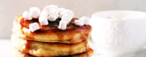 Pancakes Topped with Marshmallows and Syrup