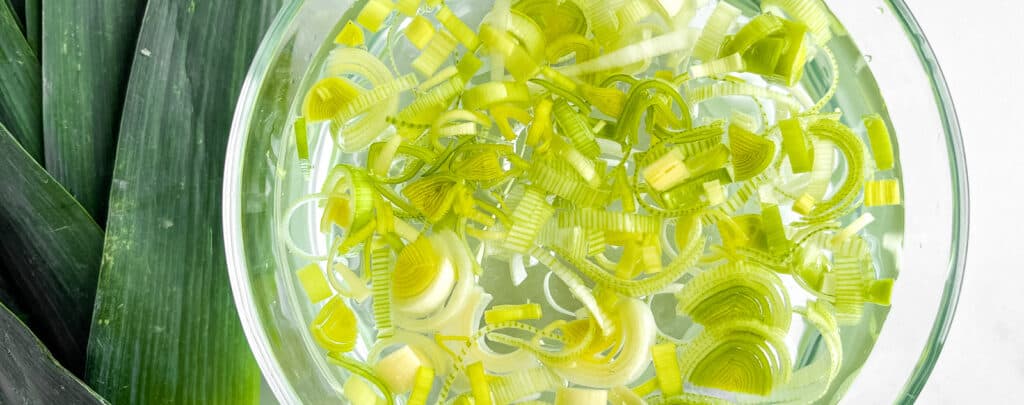 Leeks Cut in Bowl of Water