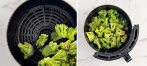 Broccoli in Air Fryer Basket