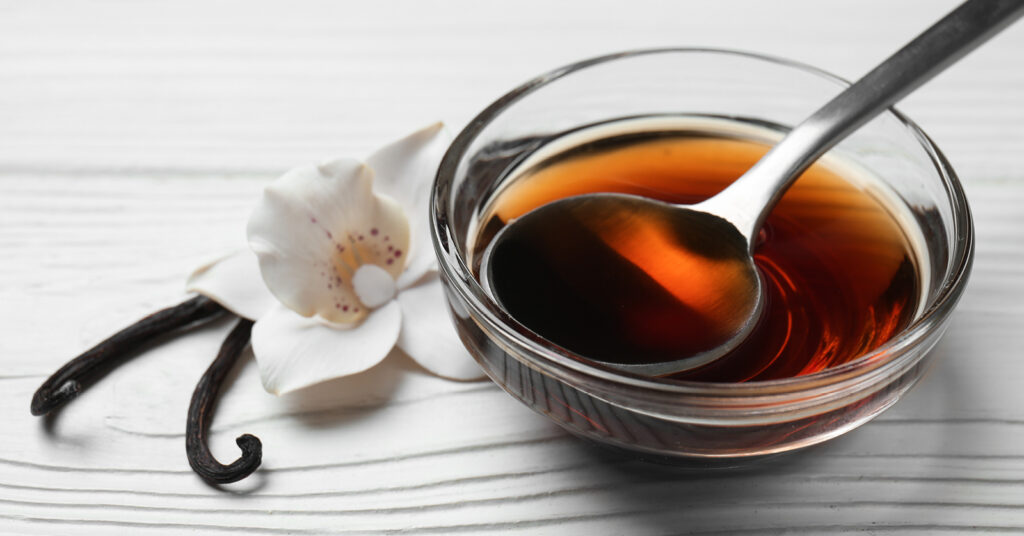 Vanilla Bean, Flower, Extract in Bowl with Spoon