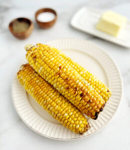 Air Fried Corn on the Cob on a Plate