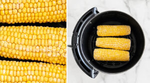 Frozen Corn on the Cob in Air Fryer Basket
