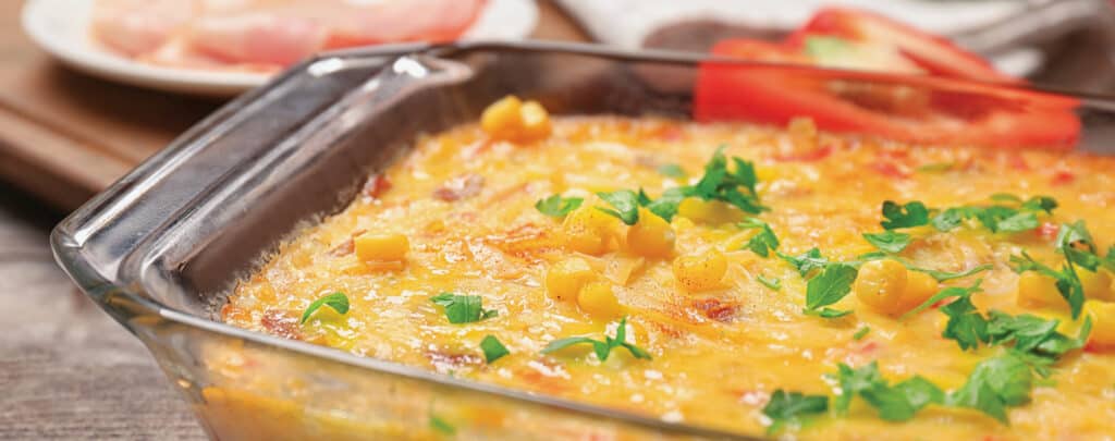 Corn Pudding in Glass Baking DIsh