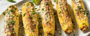 Mexican Street Corn on the Cob on a Plate