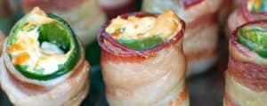 Close Up of Grilled Bacon Wrapped Jalapeno Poppers