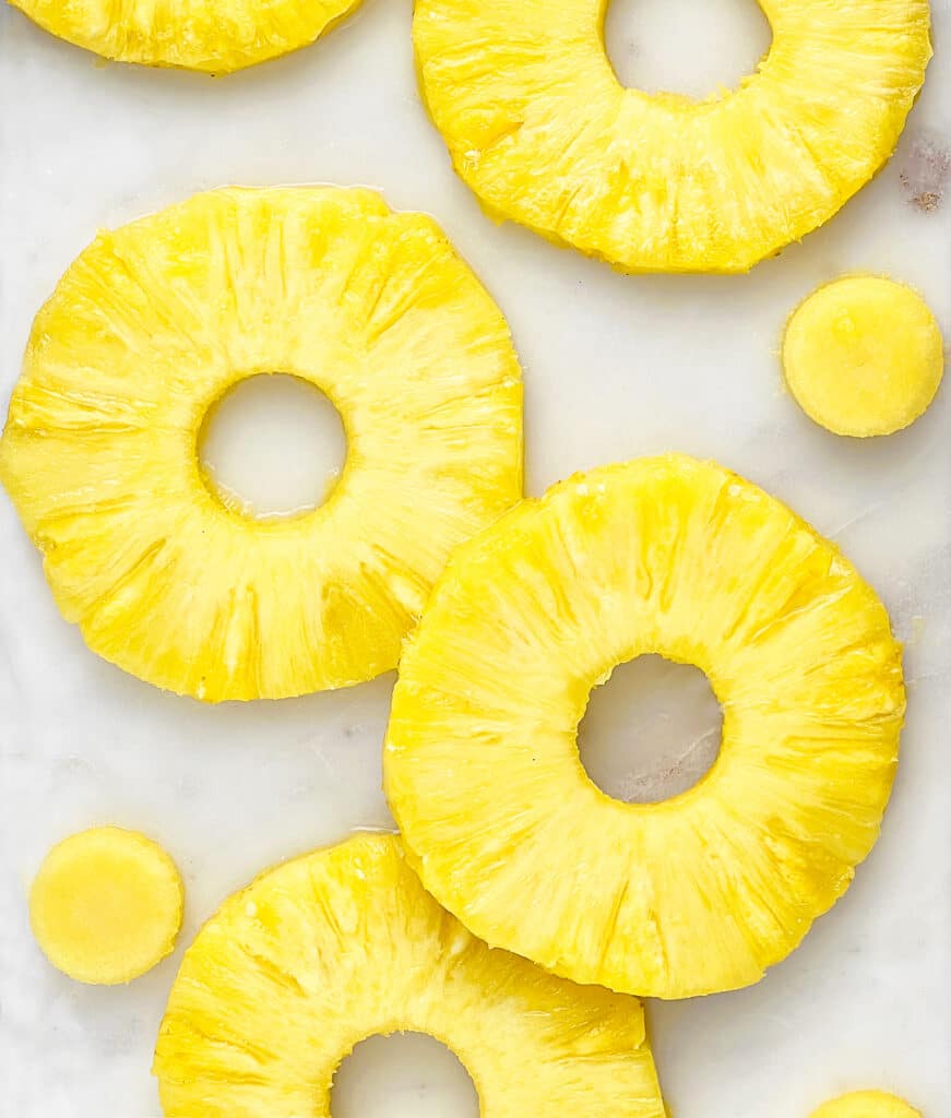 Layered Hand Cut Pineapple Rings with Core Slices