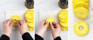 Coring Pineapple Slices Using a Circle Cookie Cutter