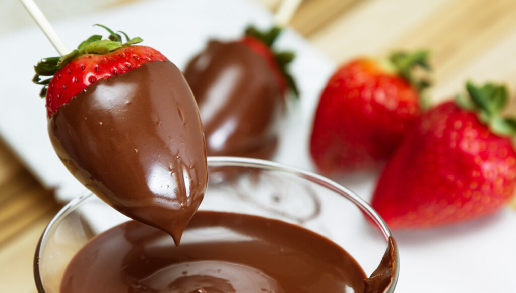 Strawberries Dipped in Melted Chocolate