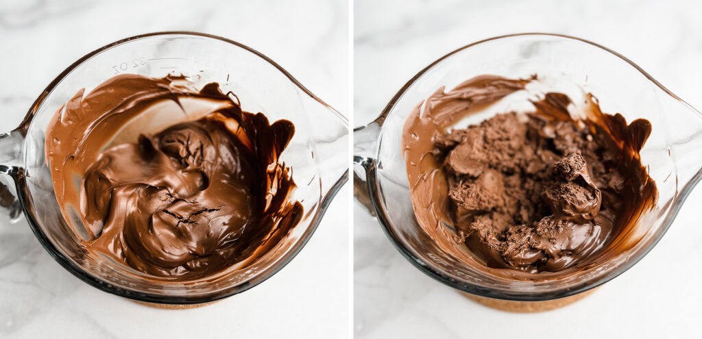Seized Chocolate in Glass Batter Bowl